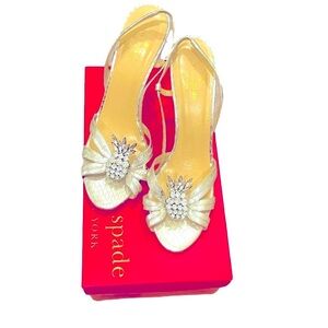 Kate Spade ♠️ Silver Pineapple Heels/Sandals Like NEW!